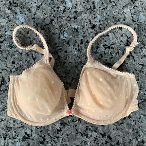 Vintage Vie 34C Nude Dotted Sheer Bra